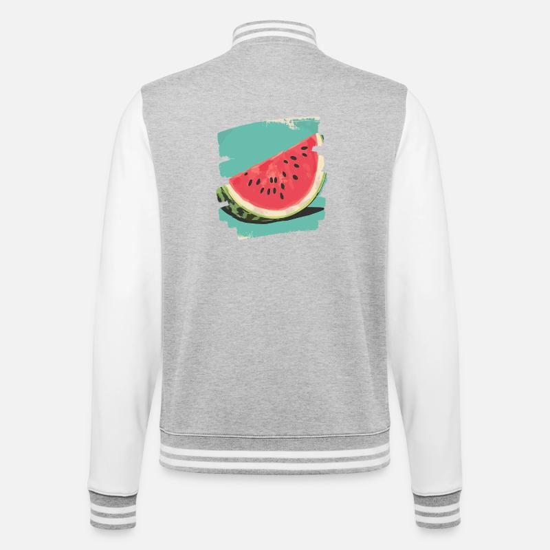 Pastèque - Veste Teddy - gris chiné / blanc