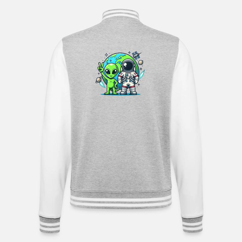 Astronautes extraterrestres dans l’espace - Veste Teddy - gris chiné / blanc