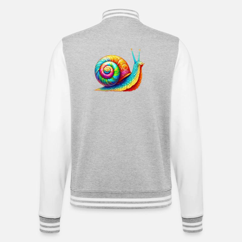 Schnecke - College-Sweatjacke - Grau meliert/Weiß