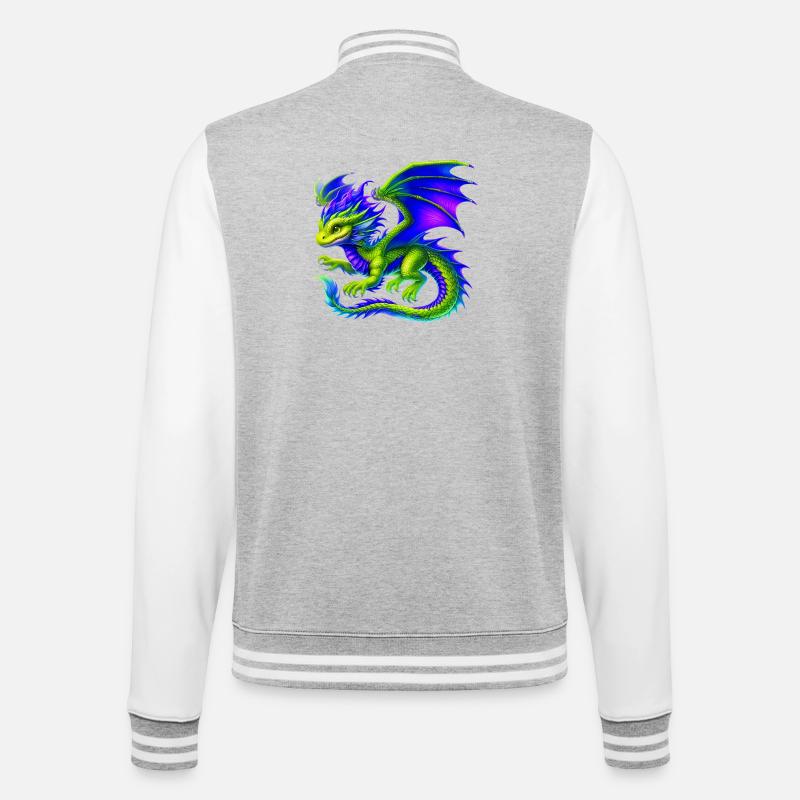 Drache - College-Sweatjacke - Grau meliert/Weiß