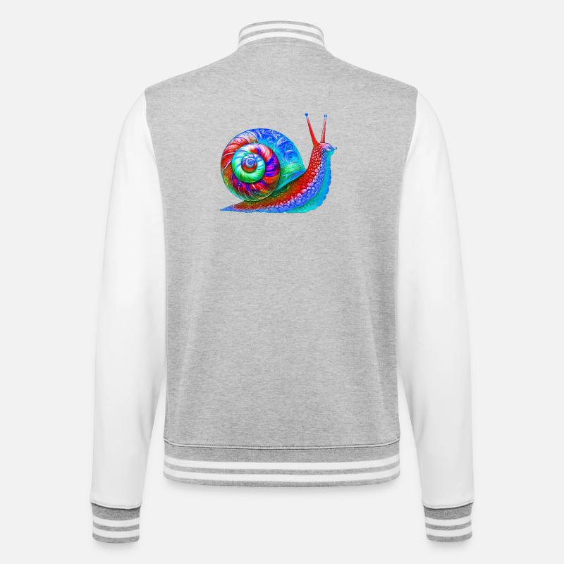 Schnecke - College-Sweatjacke - Grau meliert/Weiß