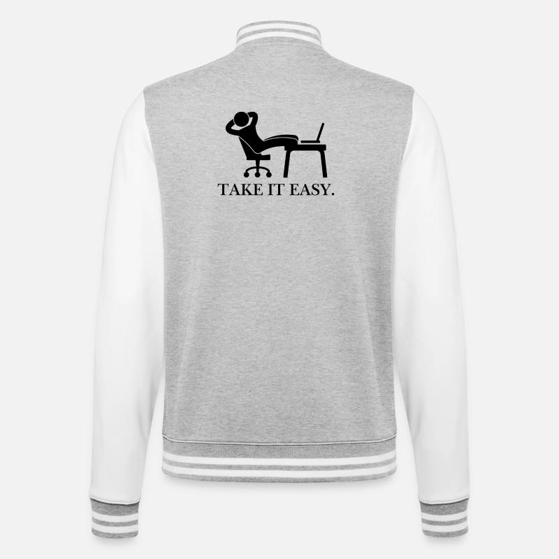 Take it easy. - College-Sweatjacke - Grau meliert/Weiß