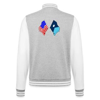 Flagge der USA und des Bundesstaates Minnesota gekreuzt - College-Sweatjacke - Grau meliert/Weiß - Hinten - Marisol (170cm)