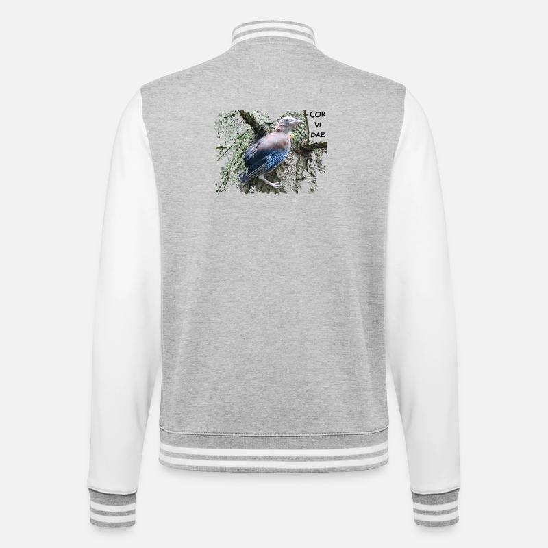 Eichelhäher Corvidae - College-Sweatjacke - Grau meliert/Weiß