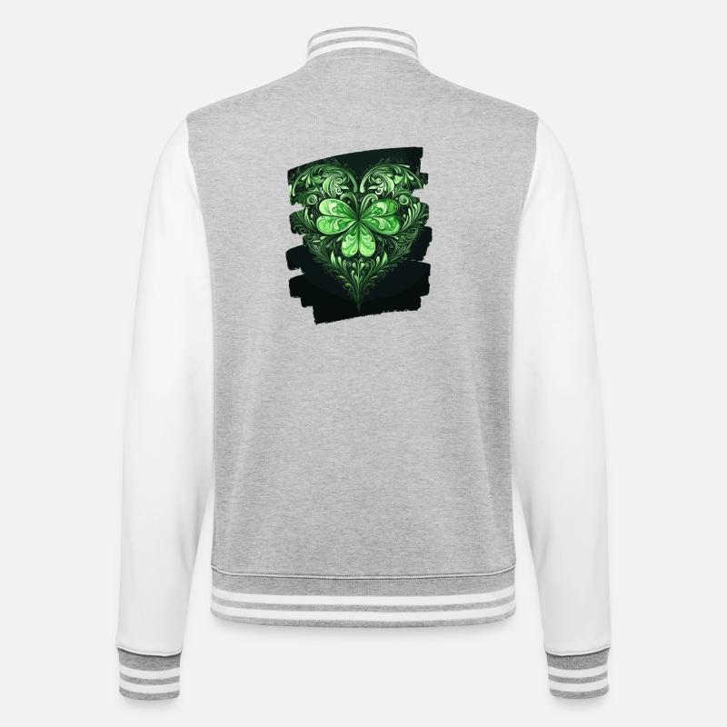 St. Patricks day Kleeblatt Herz - College-Sweatjacke - Grau meliert/Weiß