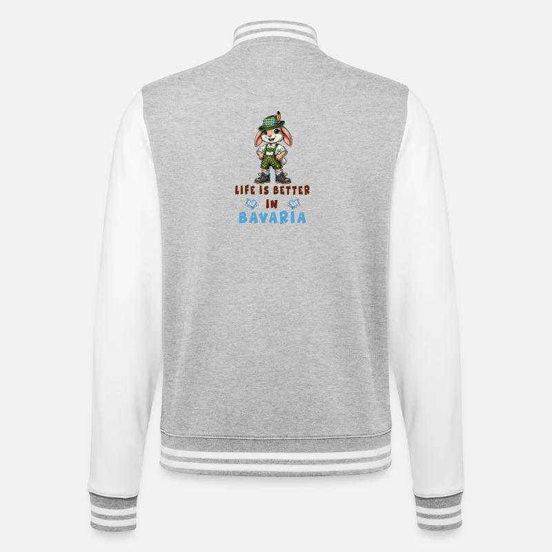 Bavarian Rabbit - College Sweat Jacket - heather grey/white