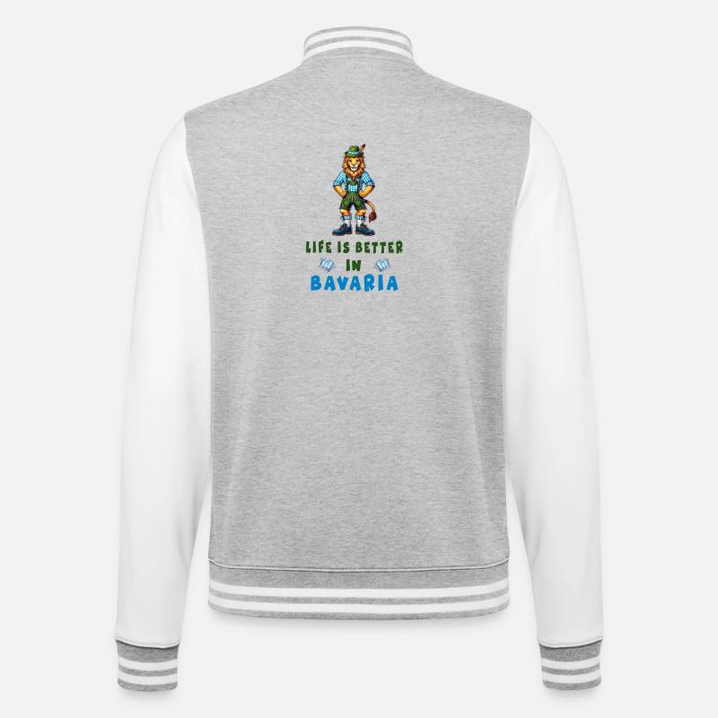 Bayerischer Löwe - College-Sweatjacke - Grau meliert/Weiß
