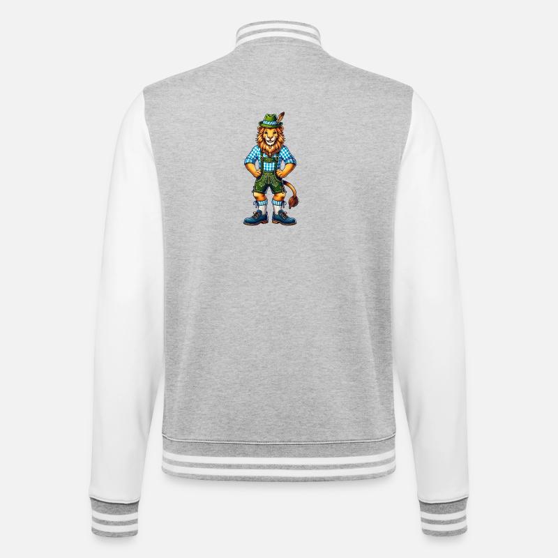 Bayerischer Löwe - College-Sweatjacke - Grau meliert/Weiß