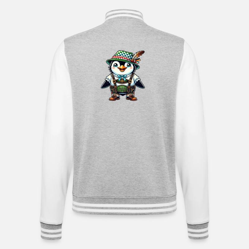 Bayerischer Pinguin - College-Sweatjacke - Grau meliert/Weiß
