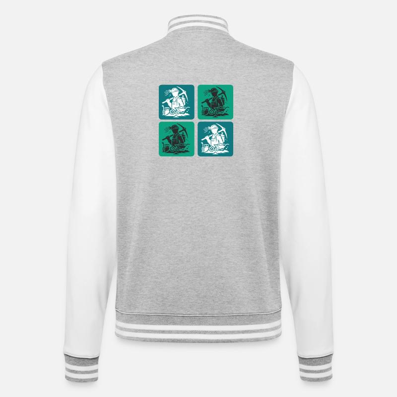 Mining Design - College Sweat Jacket - heather grey/white