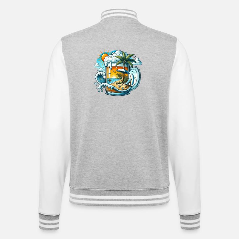 Beer & Beach – Les vacances parfaites - Veste Teddy - gris chiné / blanc