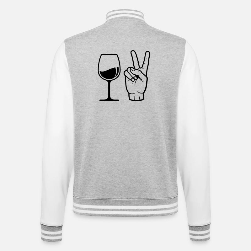 Wein bestellen - College-Sweatjacke - Grau meliert/Weiß
