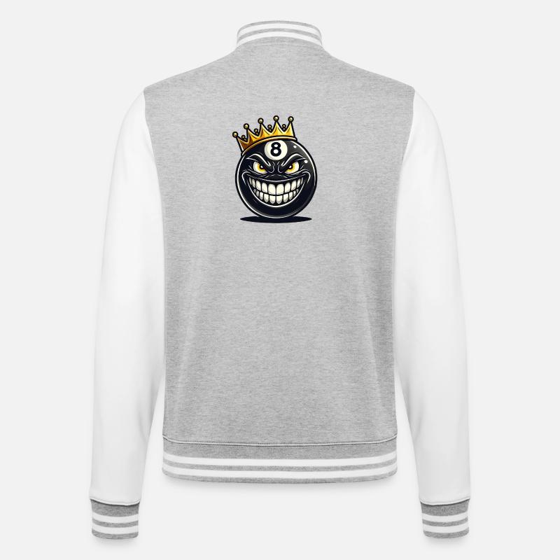 Billard König - College-Sweatjacke - Grau meliert/Weiß