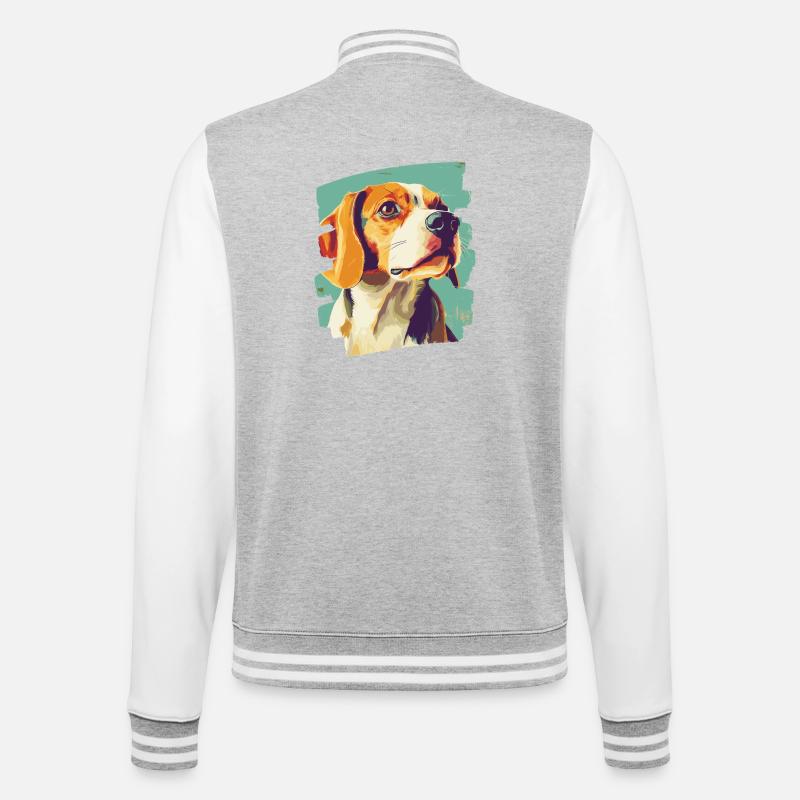 Beagle - College-Sweatjacke - Grau meliert/Weiß