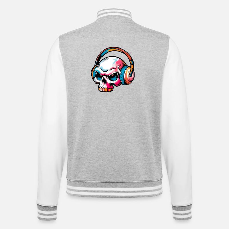 Farbige Schädel Illustration - College-Sweatjacke - Grau meliert/Weiß