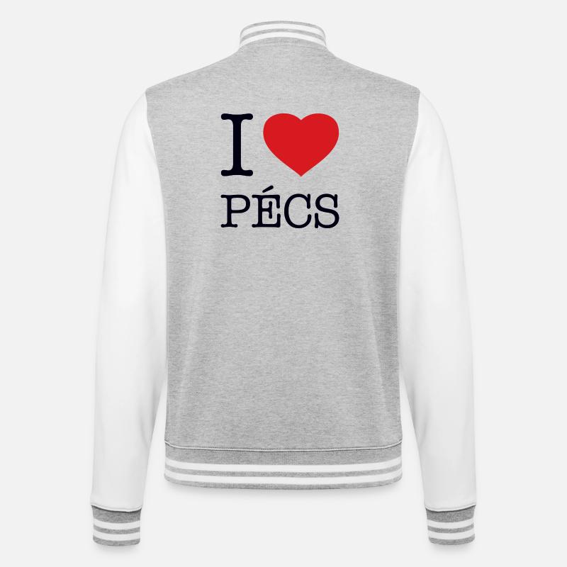 I LOVE PECS - College-Sweatjacke - Grau meliert/Weiß