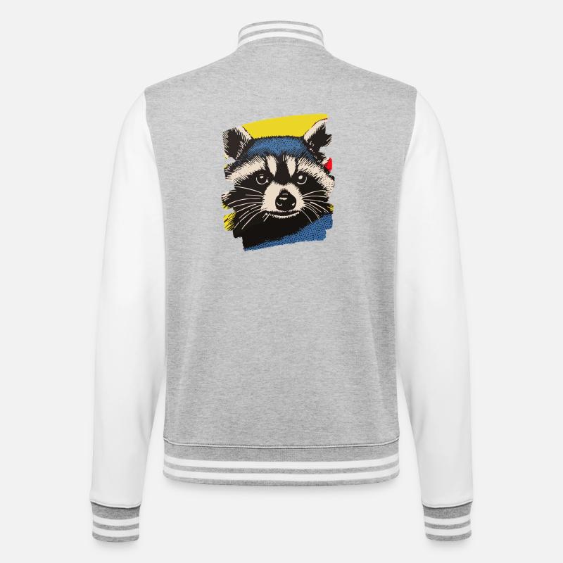 Waschbär - College-Sweatjacke - Grau meliert/Weiß