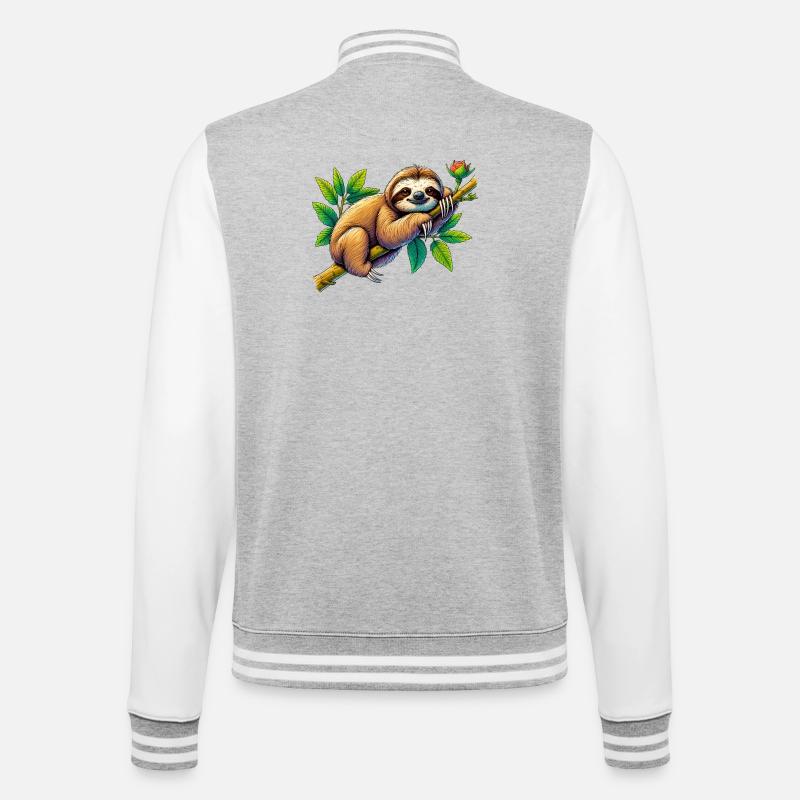 Faultier - College-Sweatjacke - Grau meliert/Weiß