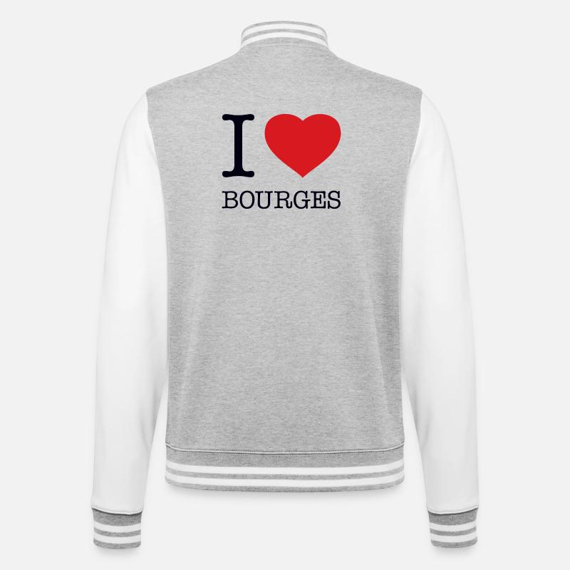 I LOVE BOURGES - College-Sweatjacke - Grau meliert/Weiß