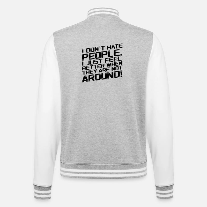 I don't hate people - College Sweat Jacket - heather grey/white
