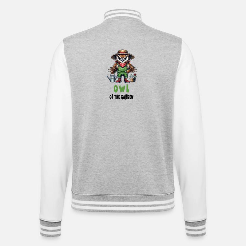 Eule des Gartens Design - College-Sweatjacke - Grau meliert/Weiß