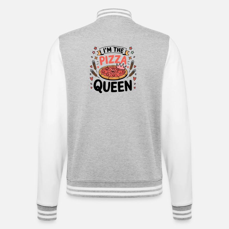 Ich bin die Pizza-Queen - College-Sweatjacke - Grau meliert/Weiß
