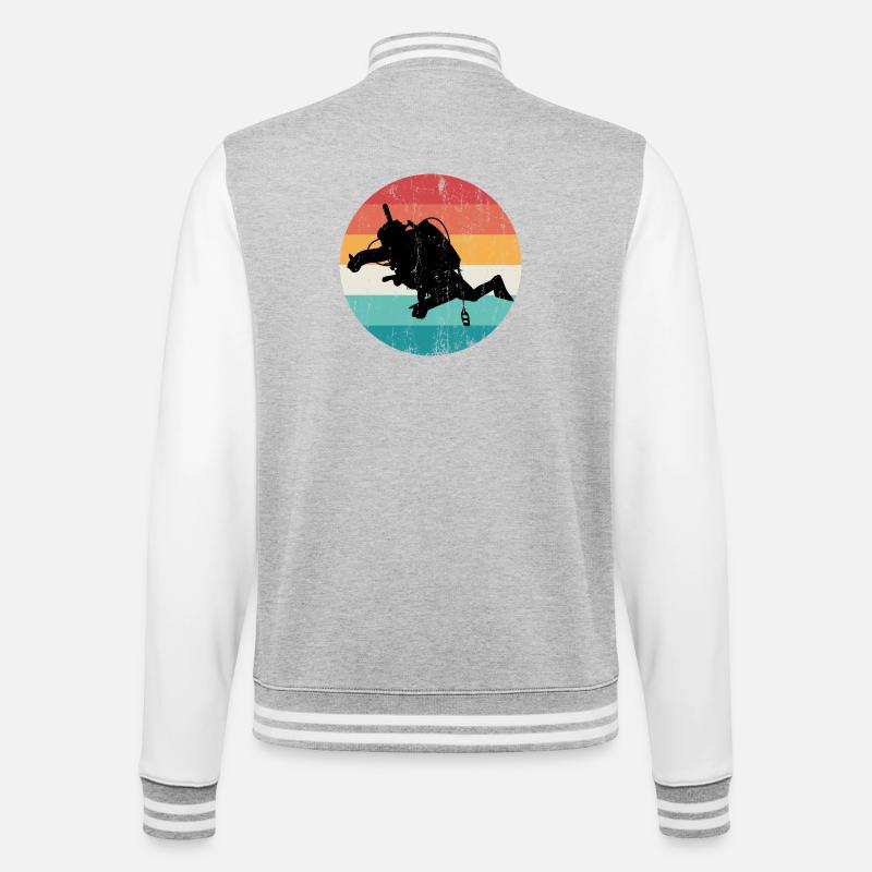 Retro Regenbogen Taucher Silhouette - College-Sweatjacke - Grau meliert/Weiß