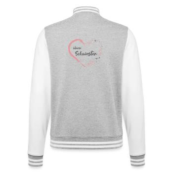 kleine Schwester Herz rosa grau - College-Sweatjacke - Grau meliert/Weiß - Hinten - Marisol (170cm)
