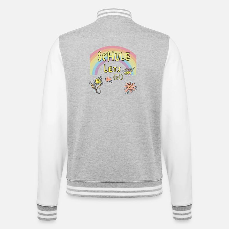 Schule Einschulung - College-Sweatjacke - Grau meliert/Weiß