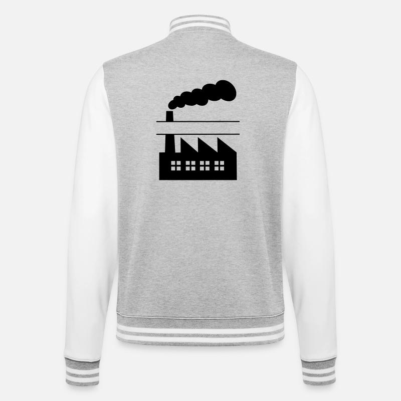 Fabrik mit Rauch-Namensbanner - College-Sweatjacke - Grau meliert/Weiß
