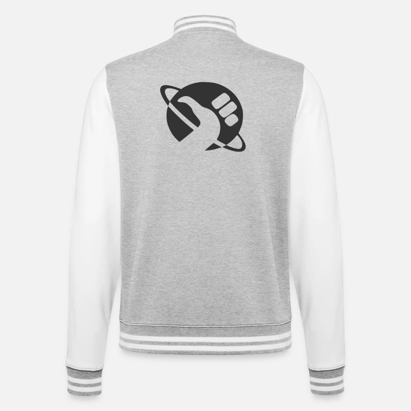 Tramper - College-Sweatjacke - Grau meliert/Weiß