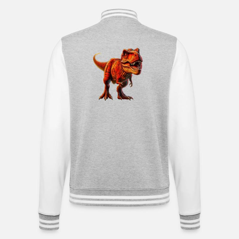 Dinosaurier - College-Sweatjacke - Grau meliert/Weiß