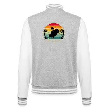 IBIZA - Sundown - Sonnenuntergang - Vintage Sunset - College-Sweatjacke - Grau meliert/Weiß - Hinten - Marisol (170cm)