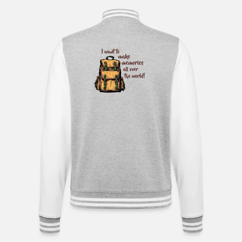 Ich möchte Erinnerungen schaffen - College-Sweatjacke - Grau meliert/Weiß