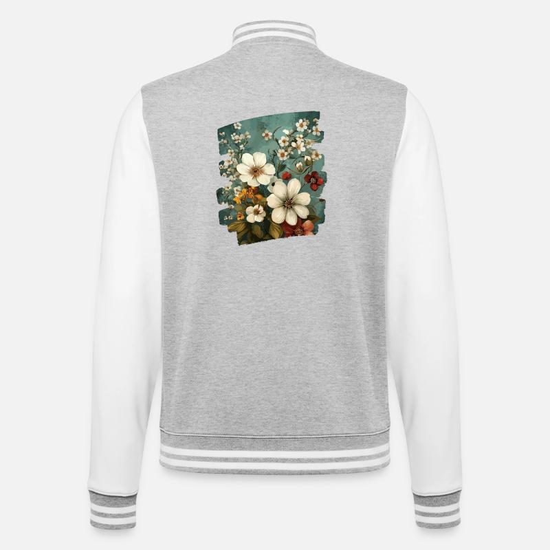 Printemps Printemps Début Fleur Fleurs - Veste Teddy - gris chiné / blanc