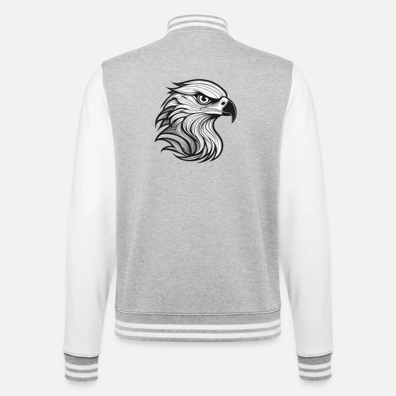 Pose de la tête d’aigle expressionniste - Veste Teddy - gris chiné / blanc