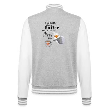 Für mich einen Kaffee - College-Sweatjacke - Grau meliert/Weiß - Hinten - Marisol (170cm)