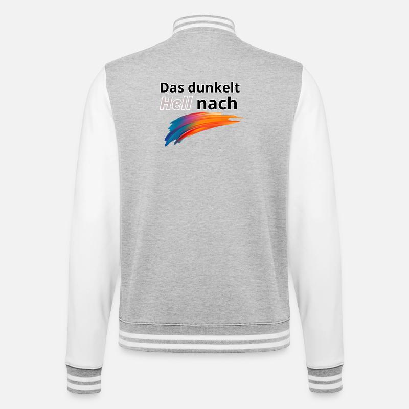 Das Dunkelt hell nach - College-Sweatjacke - Grau meliert/Weiß