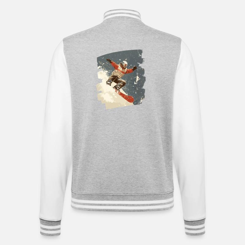 Snowboarder Pulverschnee - College-Sweatjacke - Grau meliert/Weiß