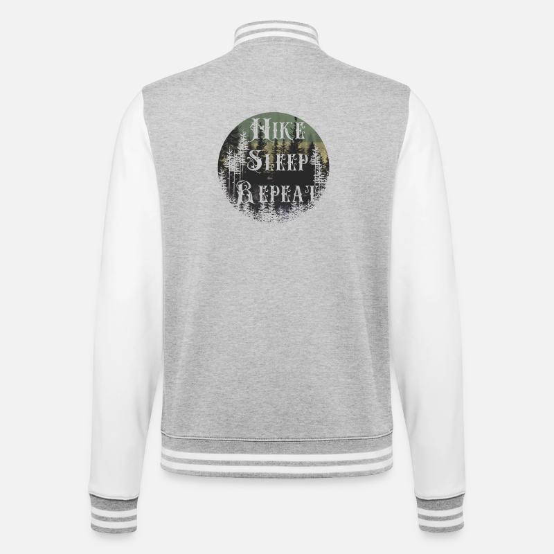 Make Sleep Repeat – Waldsilhouette Rund - College-Sweatjacke - Grau meliert/Weiß