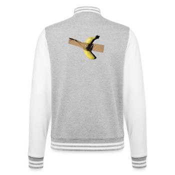 banana - College Sweat Jacket - heather grey/white - Back - Marisol (170cm)