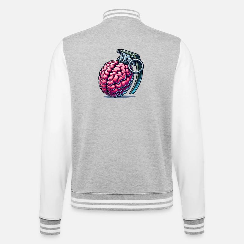 Hirngranate – Explosive Gedanken - College-Sweatjacke - Grau meliert/Weiß