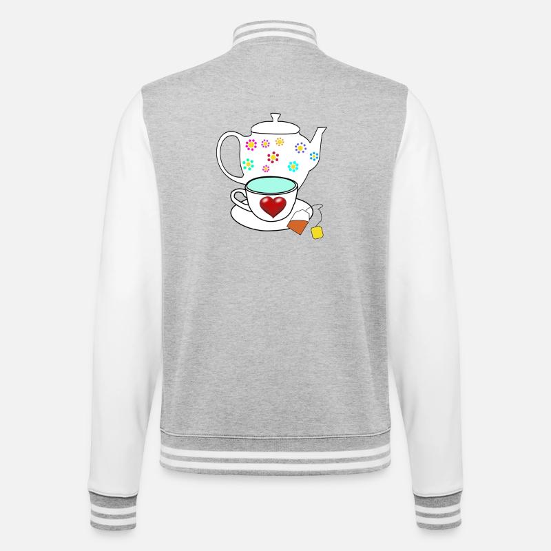 Tee Teekanne Teebeutel Tasse - College-Sweatjacke - Grau meliert/Weiß