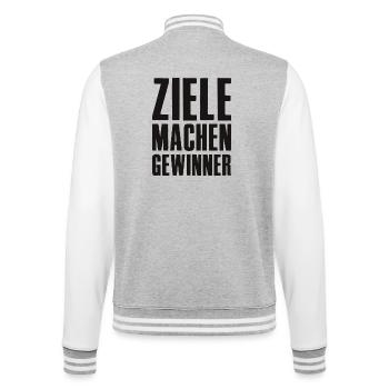 Ziele machen Gewinner Gründer Unternehmer Startup - College-Sweatjacke - Grau meliert/Weiß - Hinten - Marisol (170cm)