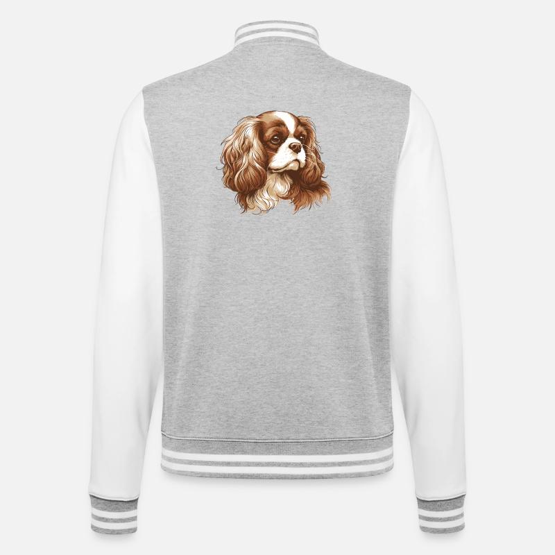 Cavalier King Charles Spaniel - College Sweat Jacket - heather grey/white