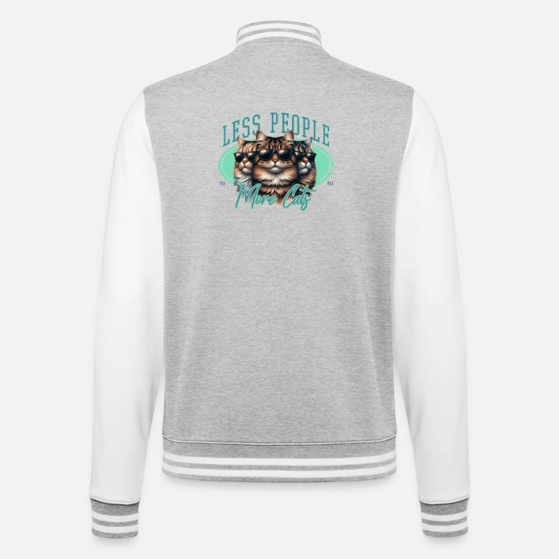 Moins de gens, plus de chats - Veste Teddy - gris chiné / blanc