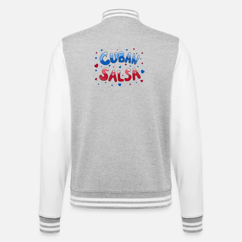 Cuban Salsa Rueda Timba Dancing - College Sweat Jacket - heather grey/white