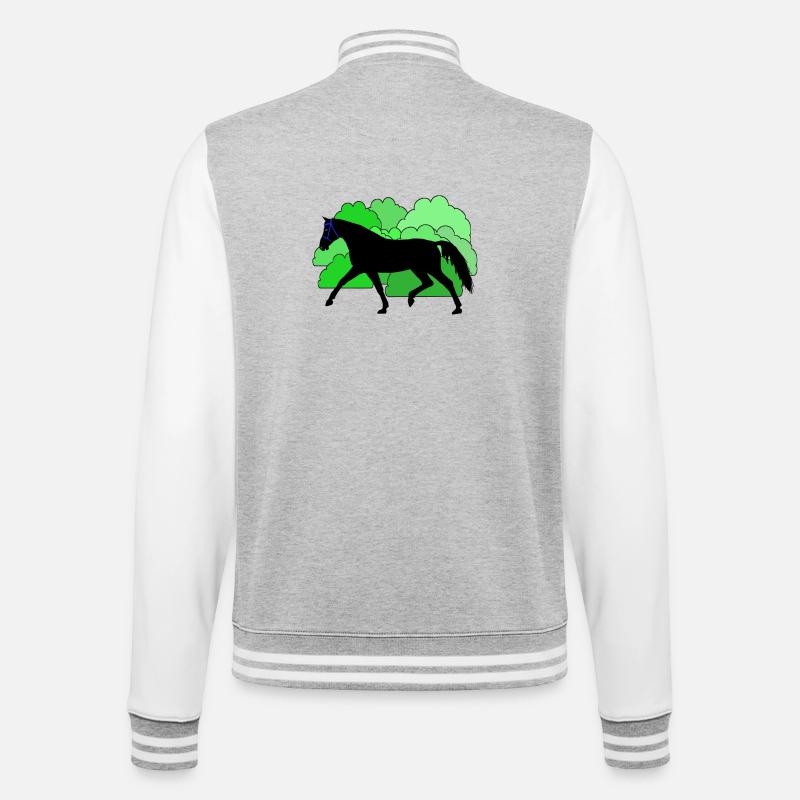 Pferd Pferde Rappe - College-Sweatjacke - Grau meliert/Weiß