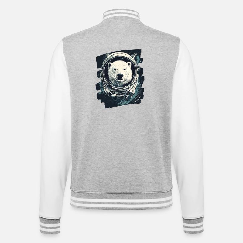 Eisbär Astronaut - College-Sweatjacke - Grau meliert/Weiß