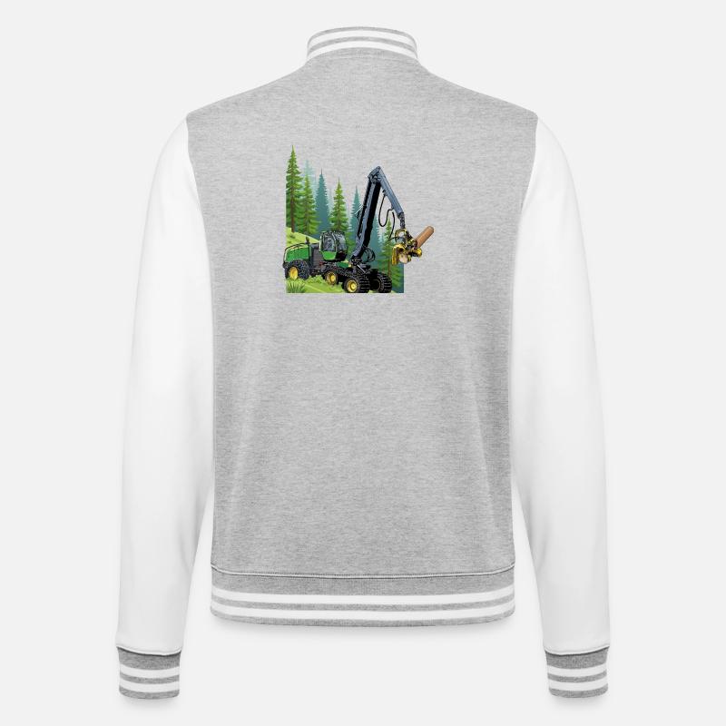 Récolteuse, moissonneuse en forêt - Veste Teddy - gris chiné / blanc